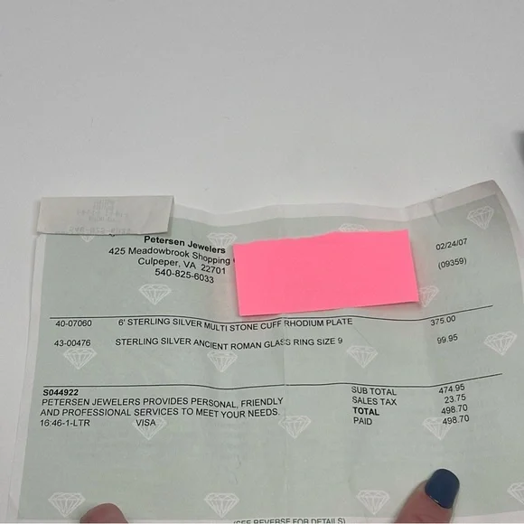 Rhodium Over Sterling Silver Multi-Colored Stone Cuff Bangle Bracelet 925 - Picture 9 of 10